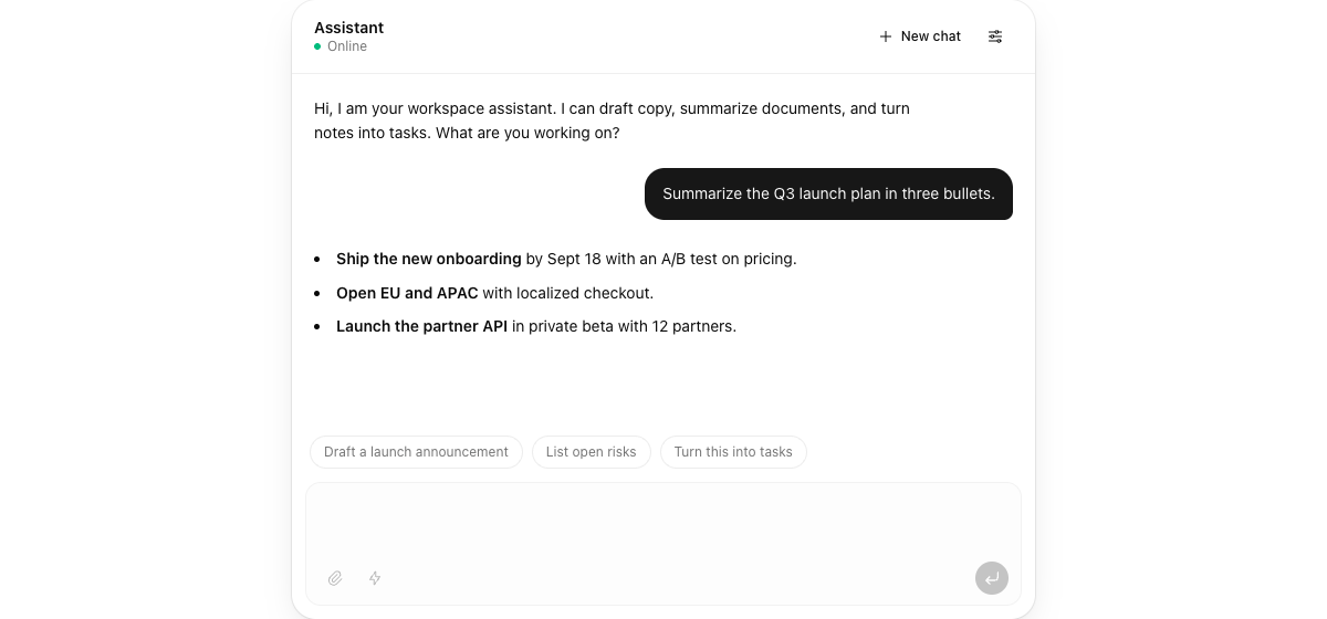 AI Elements Chat implementation screenshot