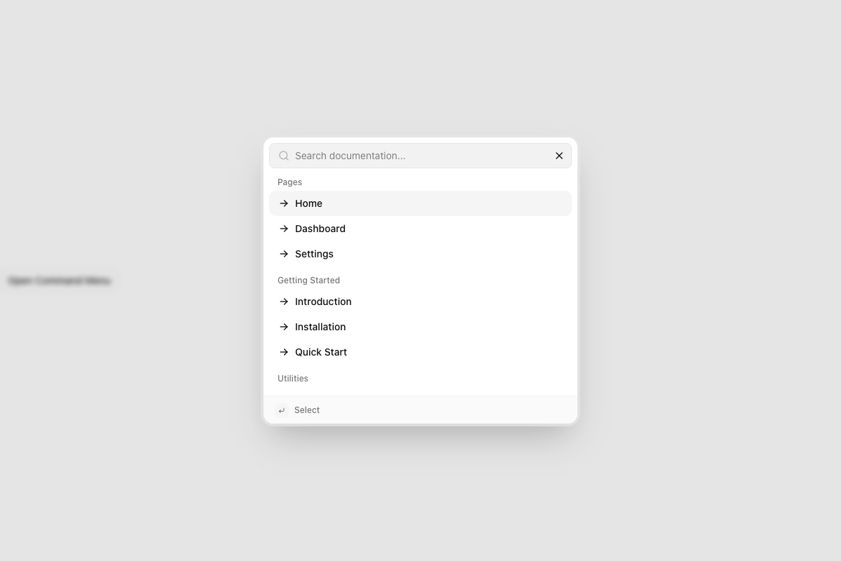 Command Menu with Documentation Search implementation screenshot