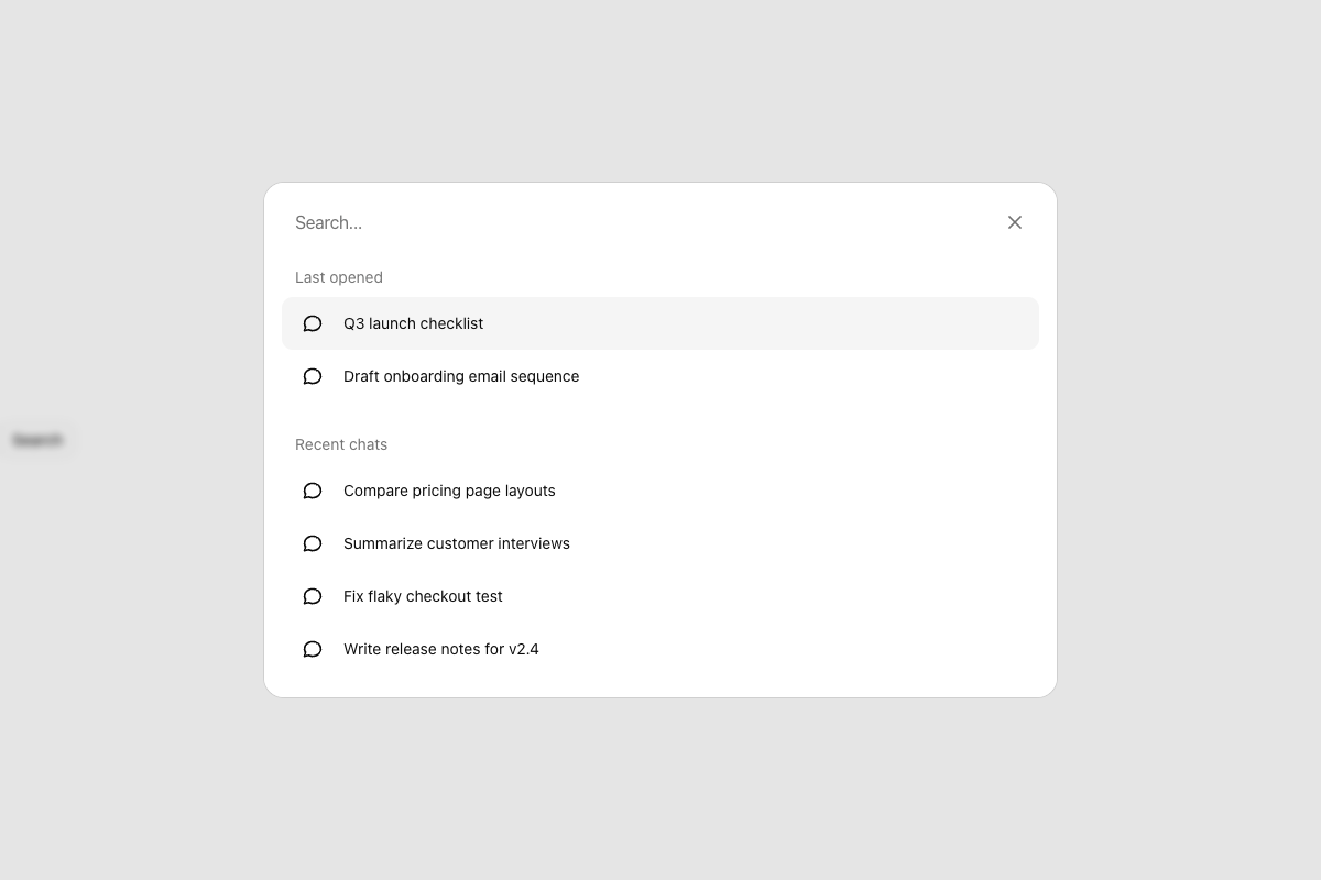 Command Menu with Global Search implementation screenshot