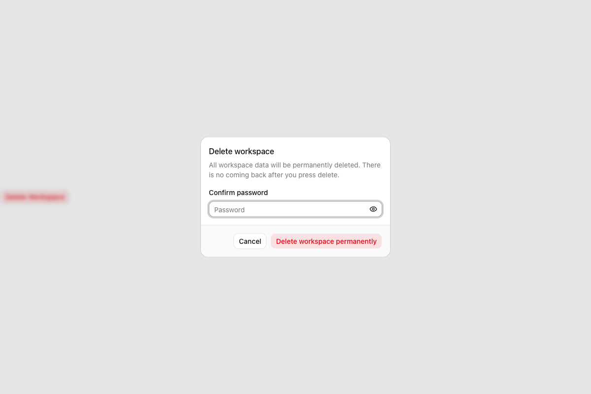 Dialog with Password Confirmation implementation screenshot