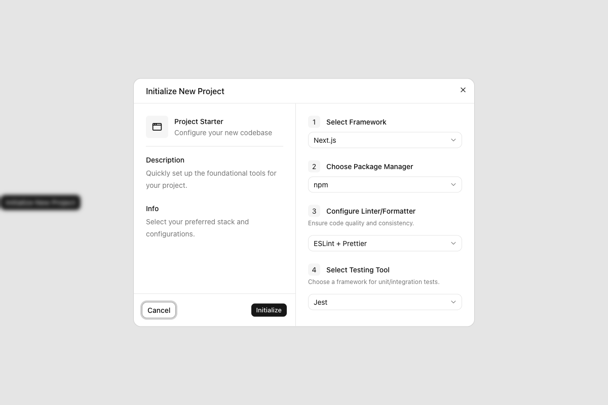 Dialog Multi-Step Wizard implementation screenshot