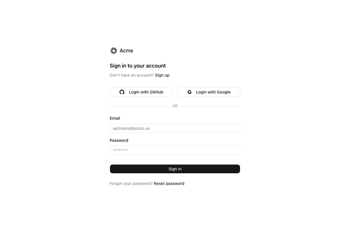 Login with Social Buttons implementation screenshot