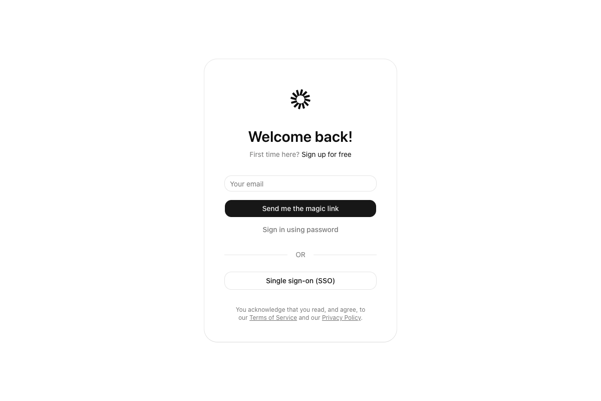 Login with Magic Link and SSO implementation screenshot