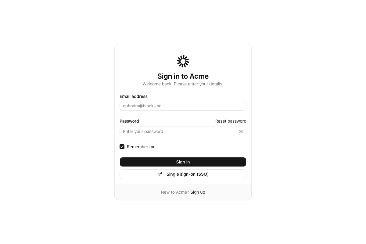Login with SSO implementation screenshot