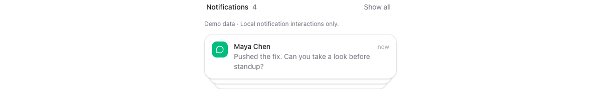 Layered Notification Inbox implementation screenshot