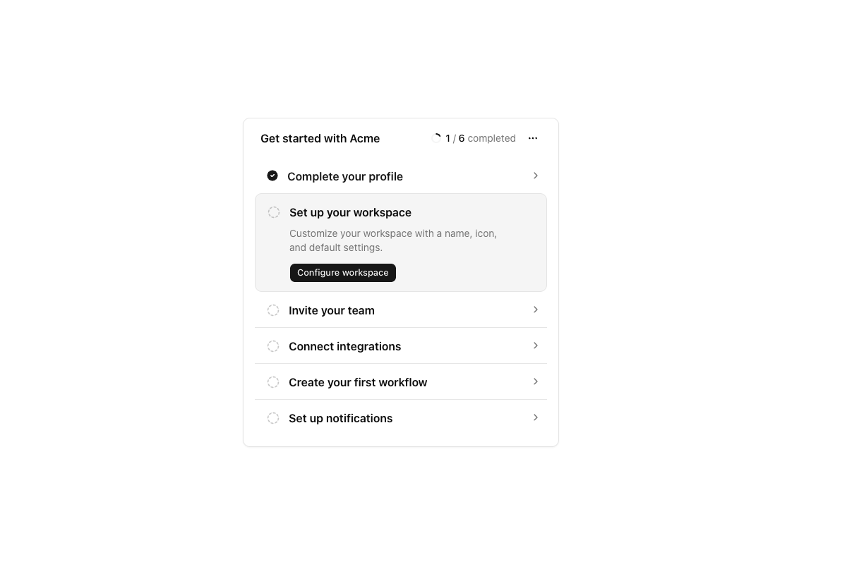 Onboarding implementation screenshot