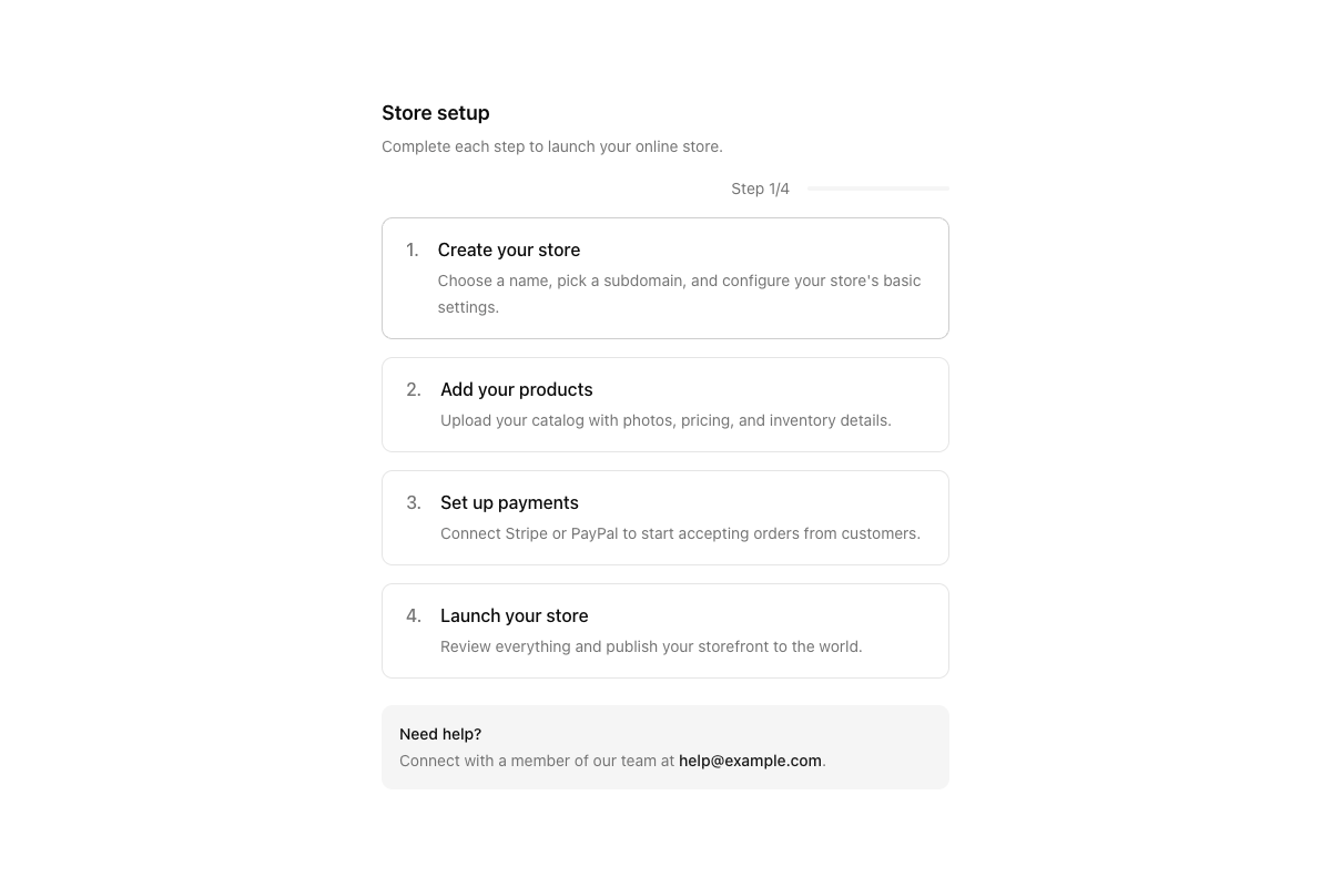 Onboarding Steps with Progress implementation screenshot