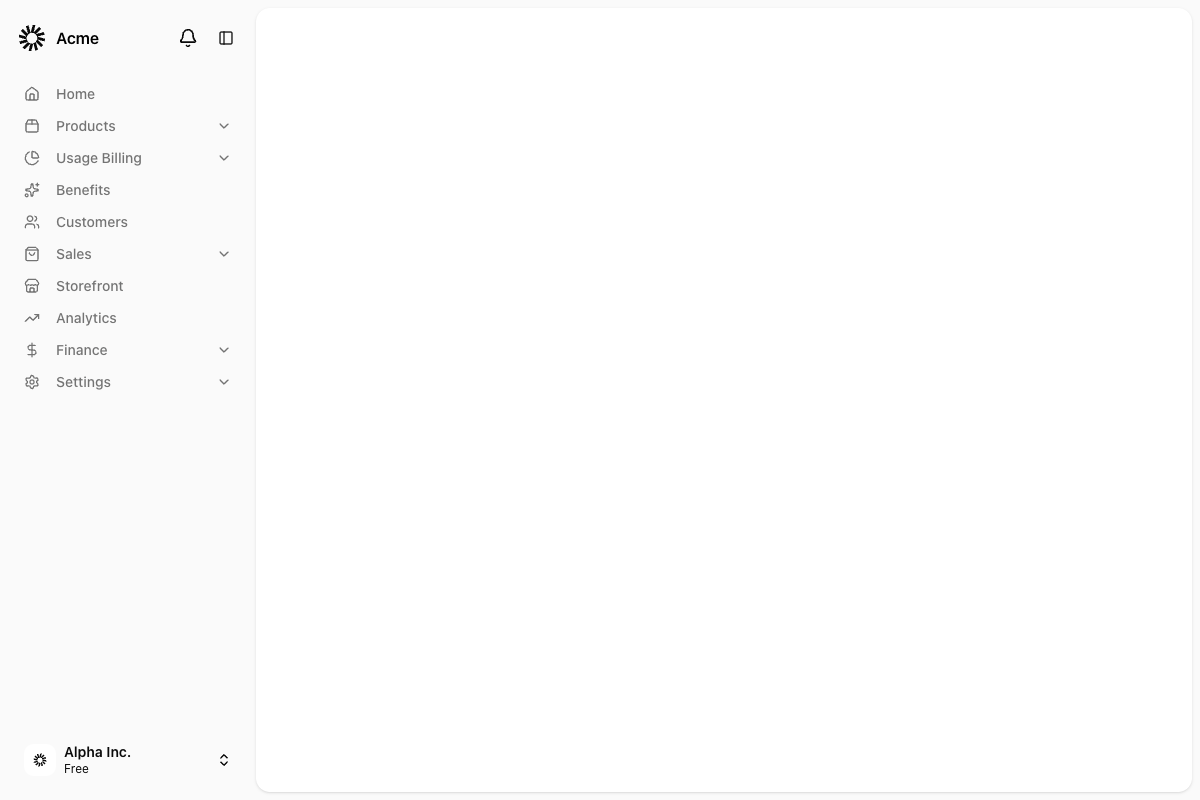 Sidebar Dashboard Inset implementation screenshot