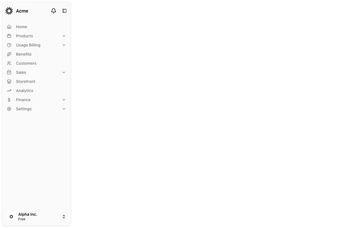 Sidebar Dashboard Floating implementation screenshot