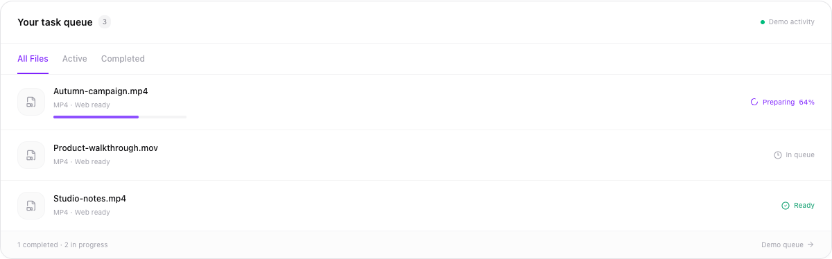Processing Task Queue rendered preview
