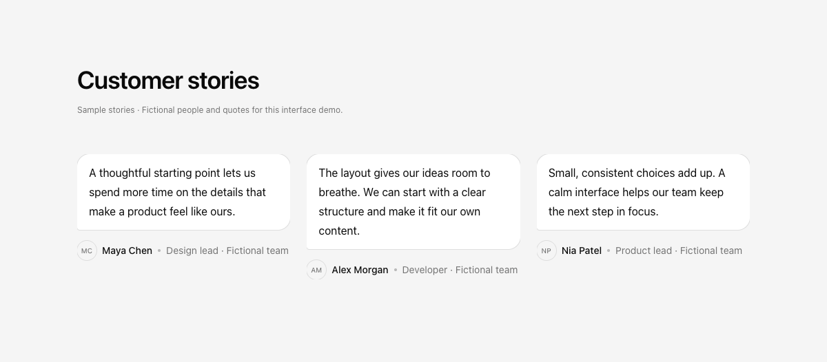 Editorial Testimonial Wall implementation screenshot